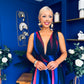 Aifric Plunge Neck Maxi Dress Blue