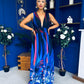 Aifric Plunge Neck Maxi Dress Blue