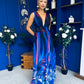 Aifric Plunge Neck Maxi Dress Blue