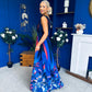 Aifric Plunge Neck Maxi Dress Blue