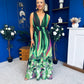 Aifric Plunge Neck Maxi Dress Green