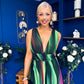 Aifric Plunge Neck Maxi Dress Green