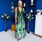 Aifric Plunge Neck Maxi Dress Green