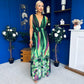 Aifric Plunge Neck Maxi Dress Green