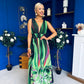Aifric Plunge Neck Maxi Dress Green