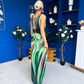 Aifric Plunge Neck Maxi Dress Green