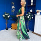 Aifric Plunge Neck Maxi Dress Green