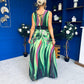 Aifric Plunge Neck Maxi Dress Green