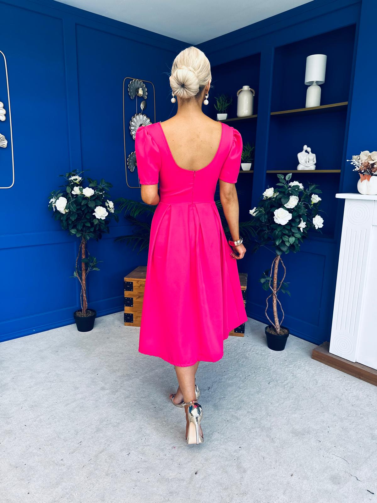 Hilary Sweetheart Neckline Occasion Dress Hot Pink