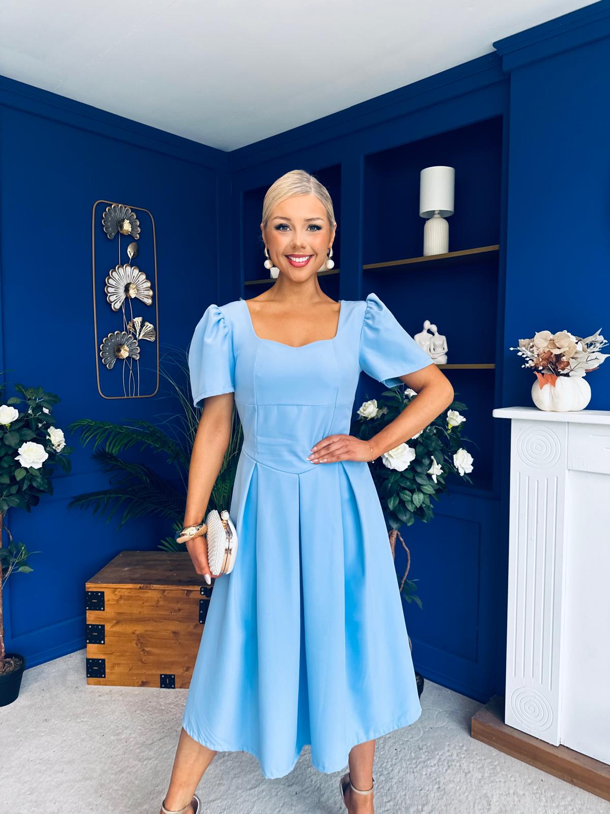 Hilary Sweetheart Neckline Occasion Dress Pwr Blue