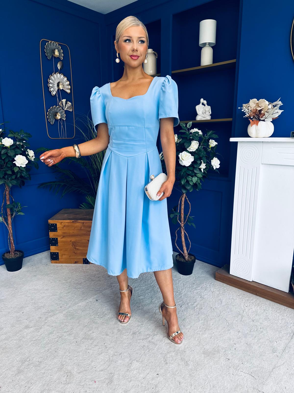 Hilary Sweetheart Neckline Occasion Dress Pwr Blue