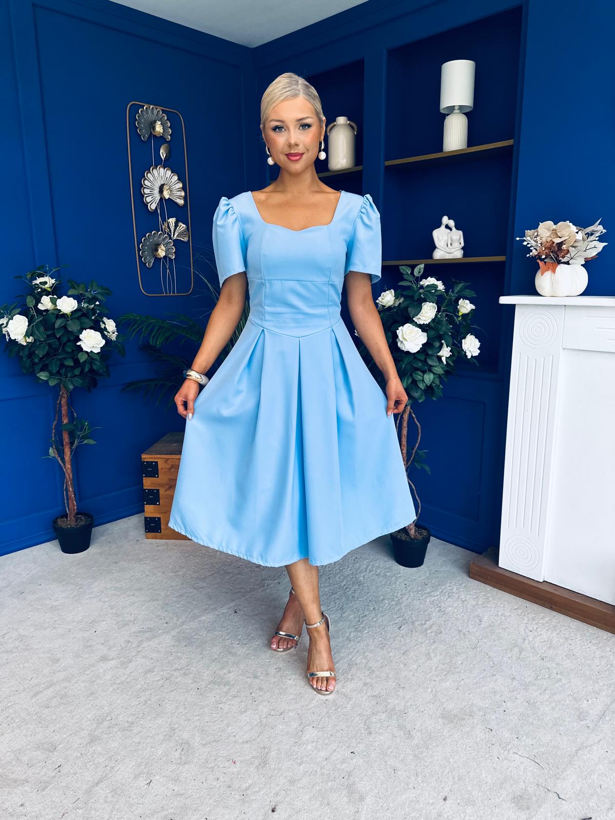 Hilary Sweetheart Neckline Occasion Dress Pwr Blue