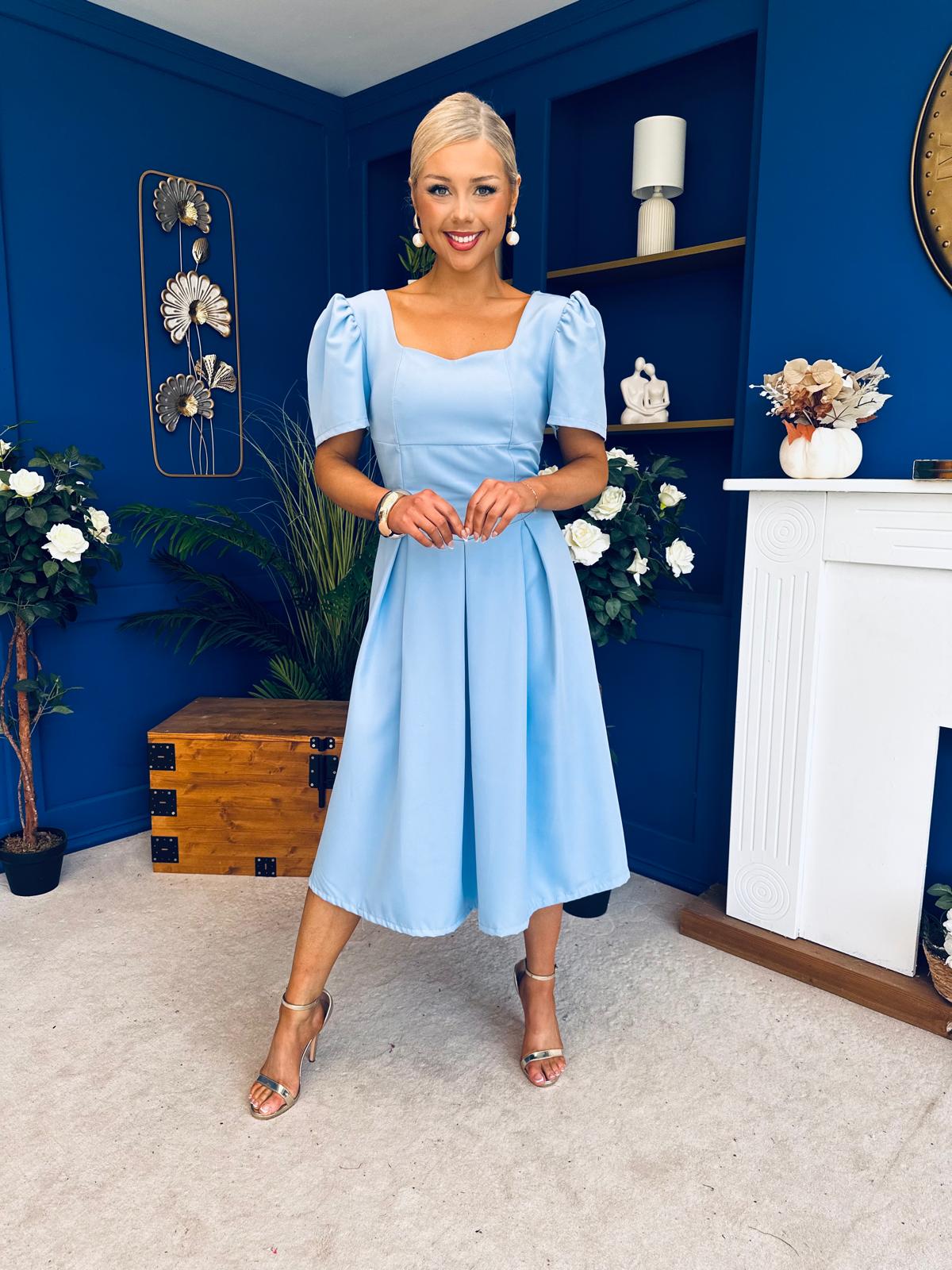 Hilary Sweetheart Neckline Occasion Dress Pwr Blue