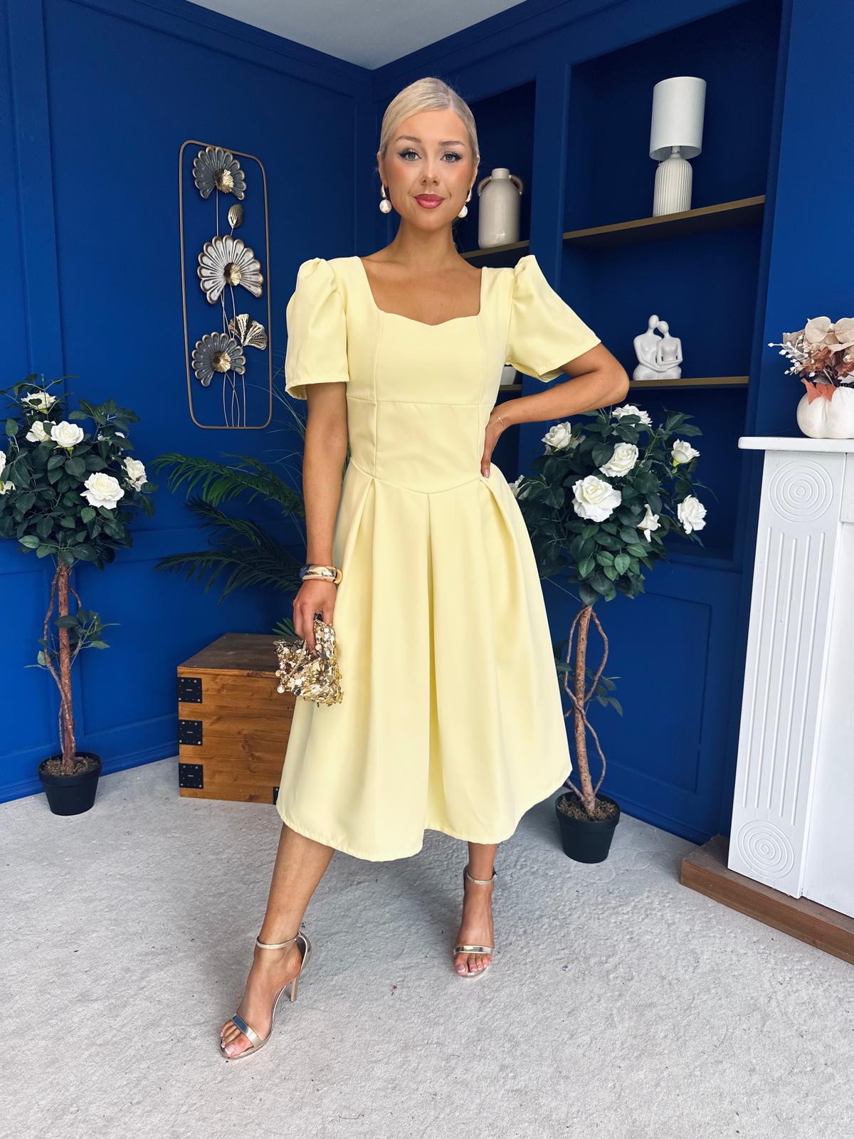 Hilary Sweetheart Neckline Occasion Dress Yellow