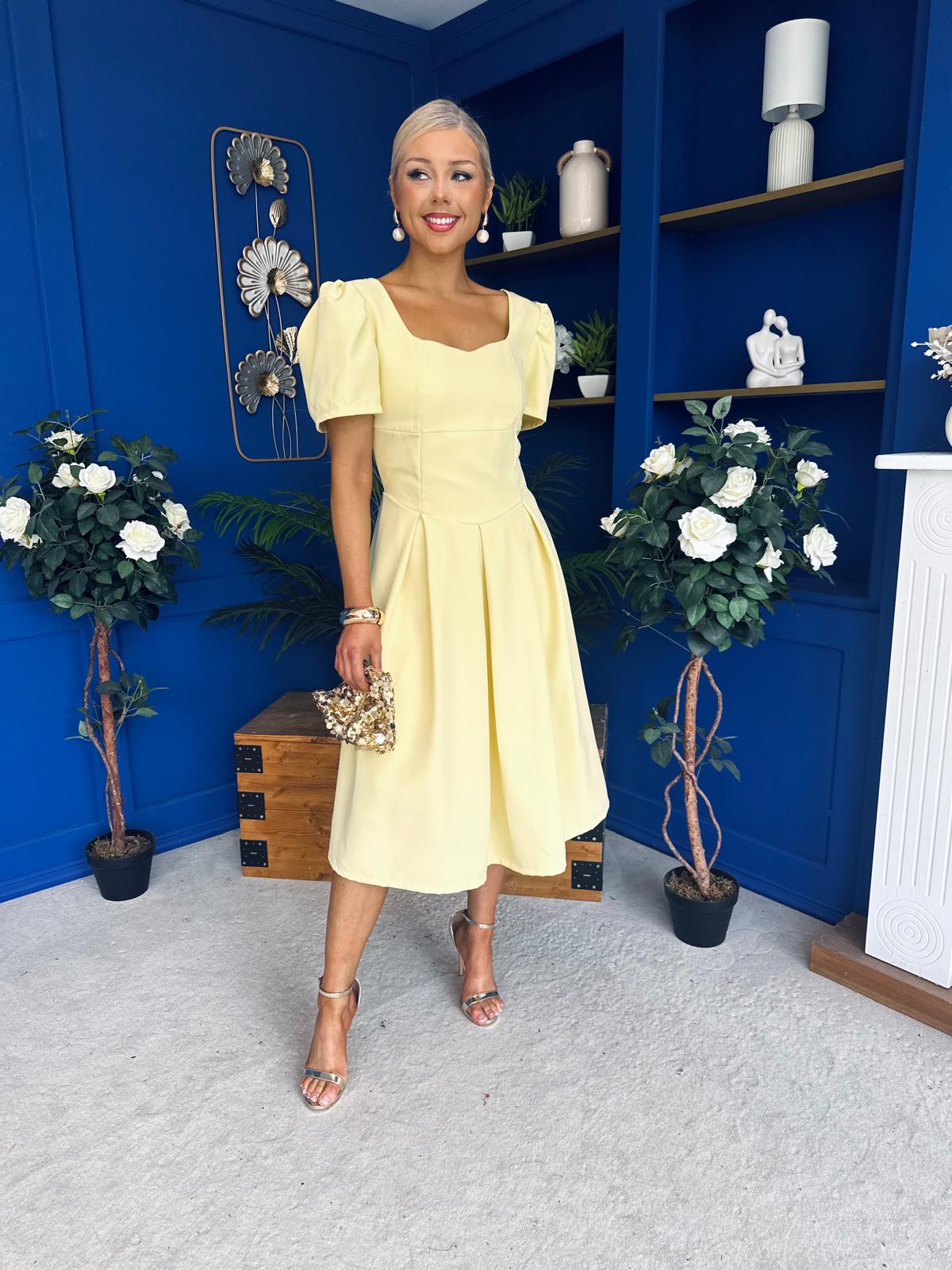 Hilary Sweetheart Neckline Occasion Dress Yellow