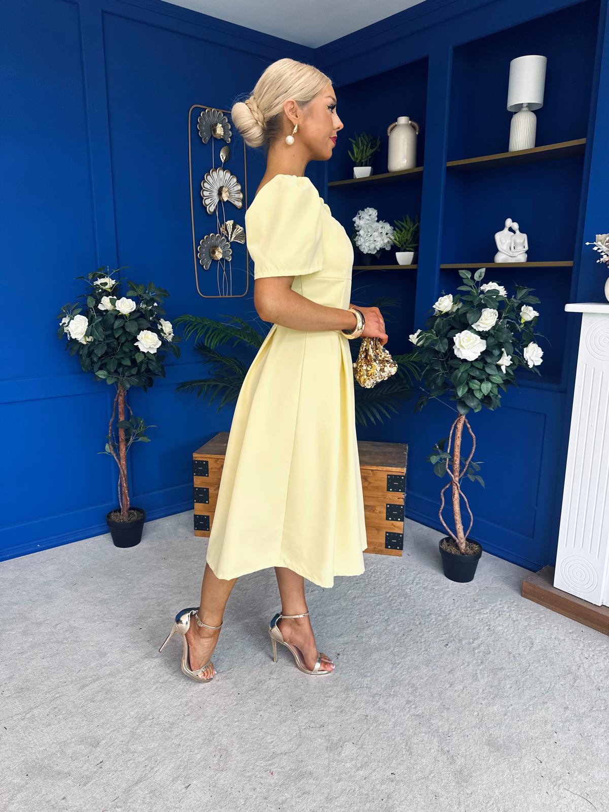 Hilary Sweetheart Neckline Occasion Dress Yellow