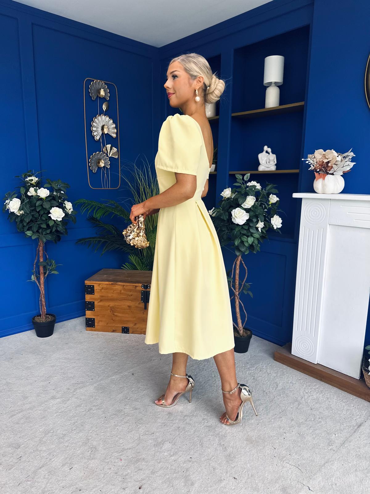 Hilary Sweetheart Neckline Occasion Dress Yellow