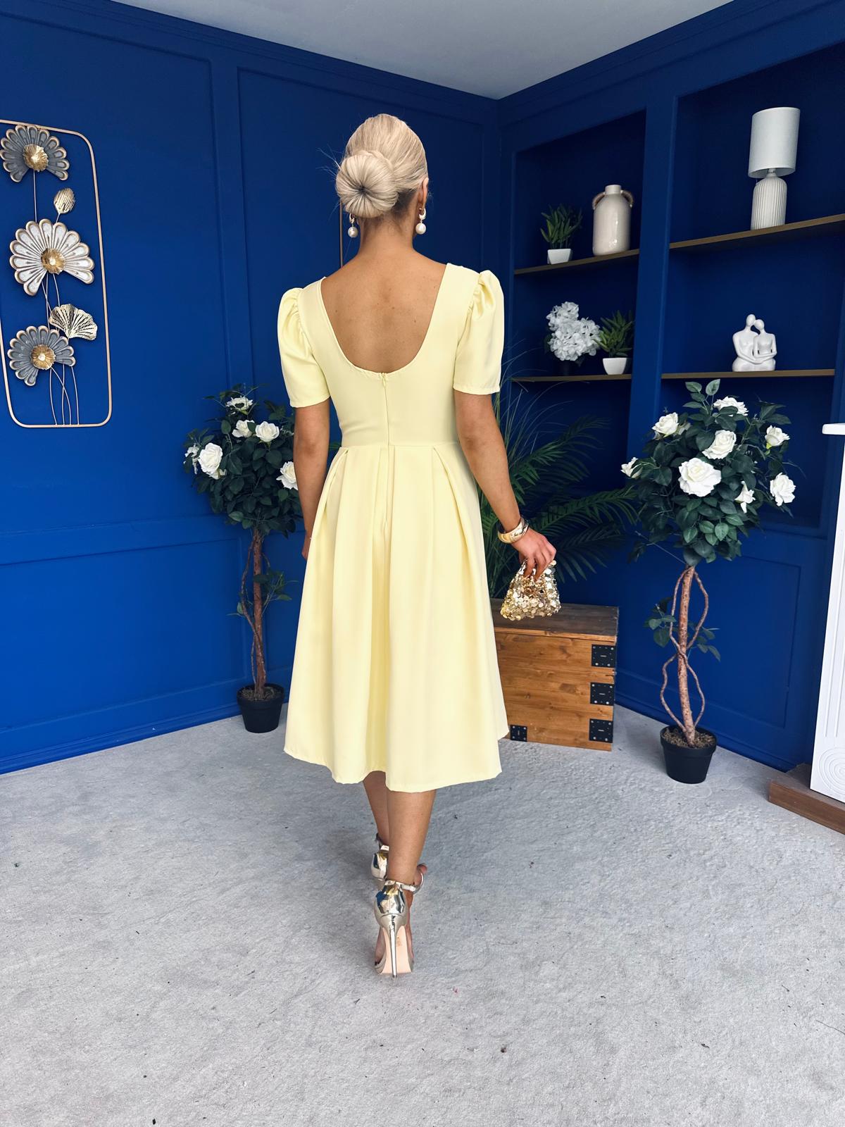 Hilary Sweetheart Neckline Occasion Dress Yellow