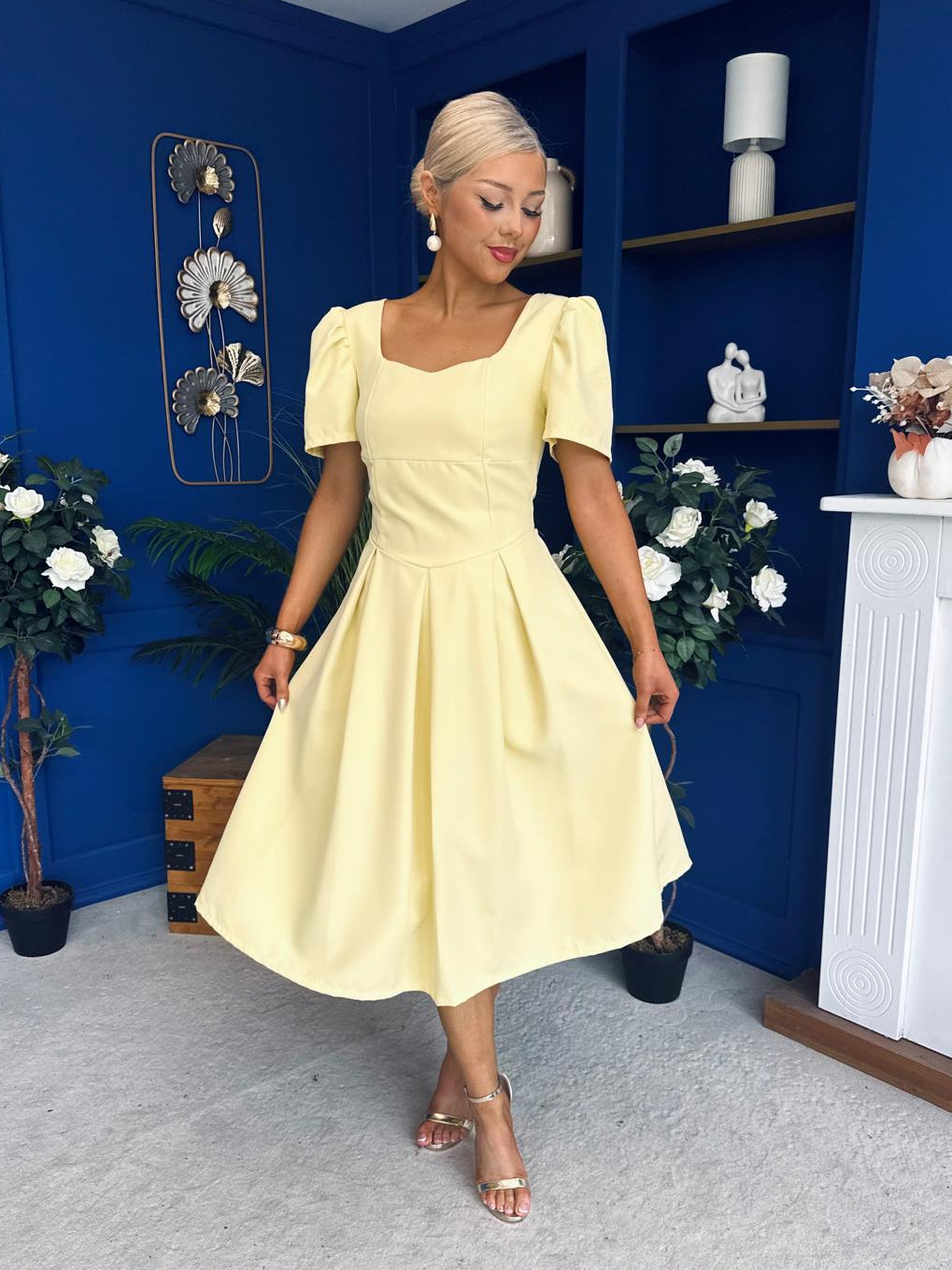 Hilary Sweetheart Neckline Occasion Dress Yellow