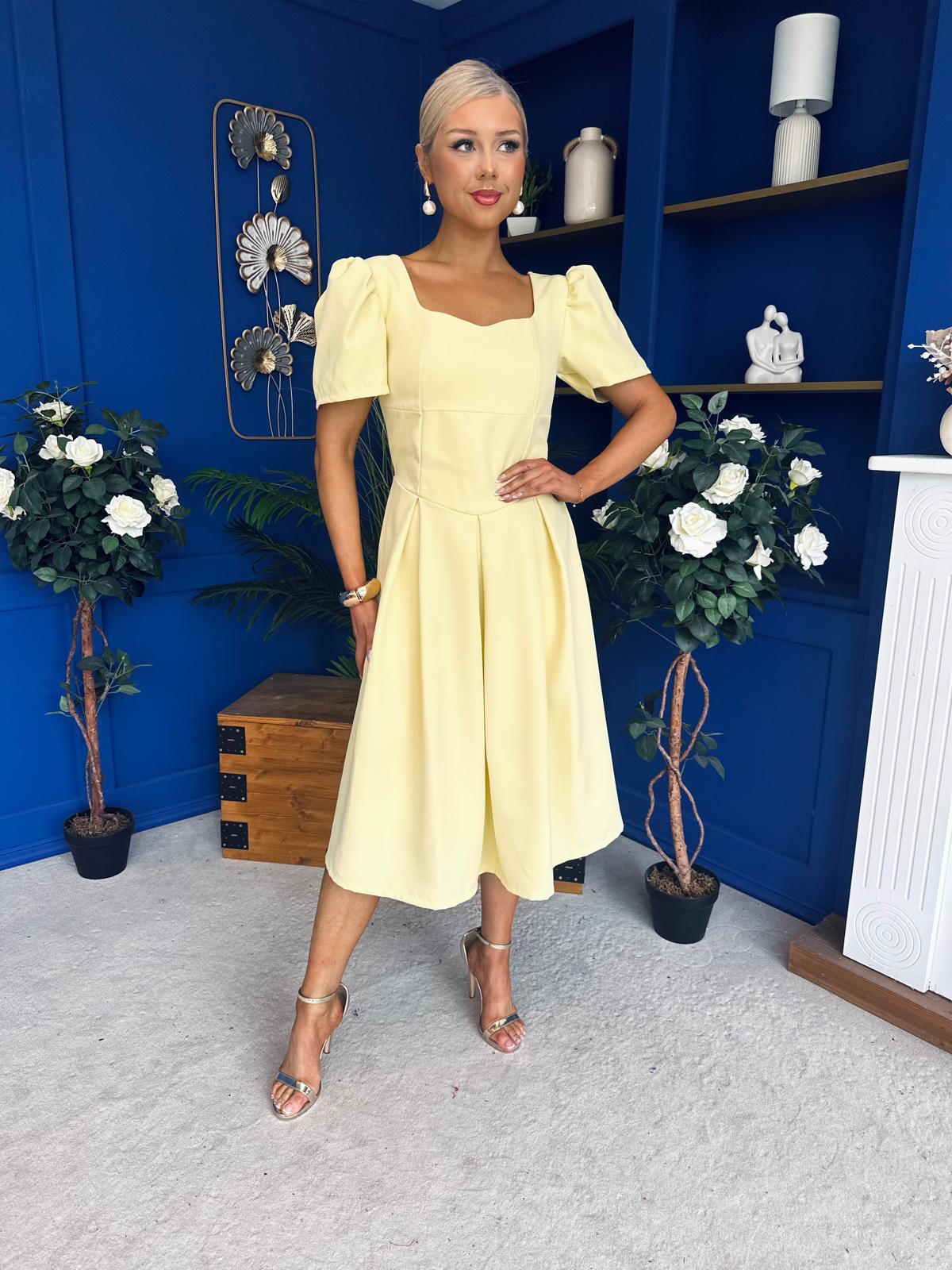 Hilary Sweetheart Neckline Occasion Dress Yellow