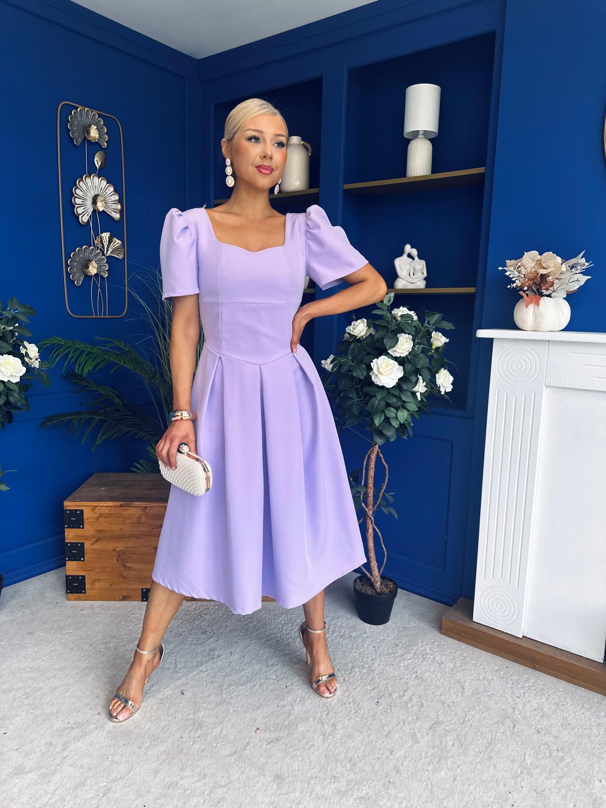 Hilary Sweetheart Neckline Occasion Dress Lilac