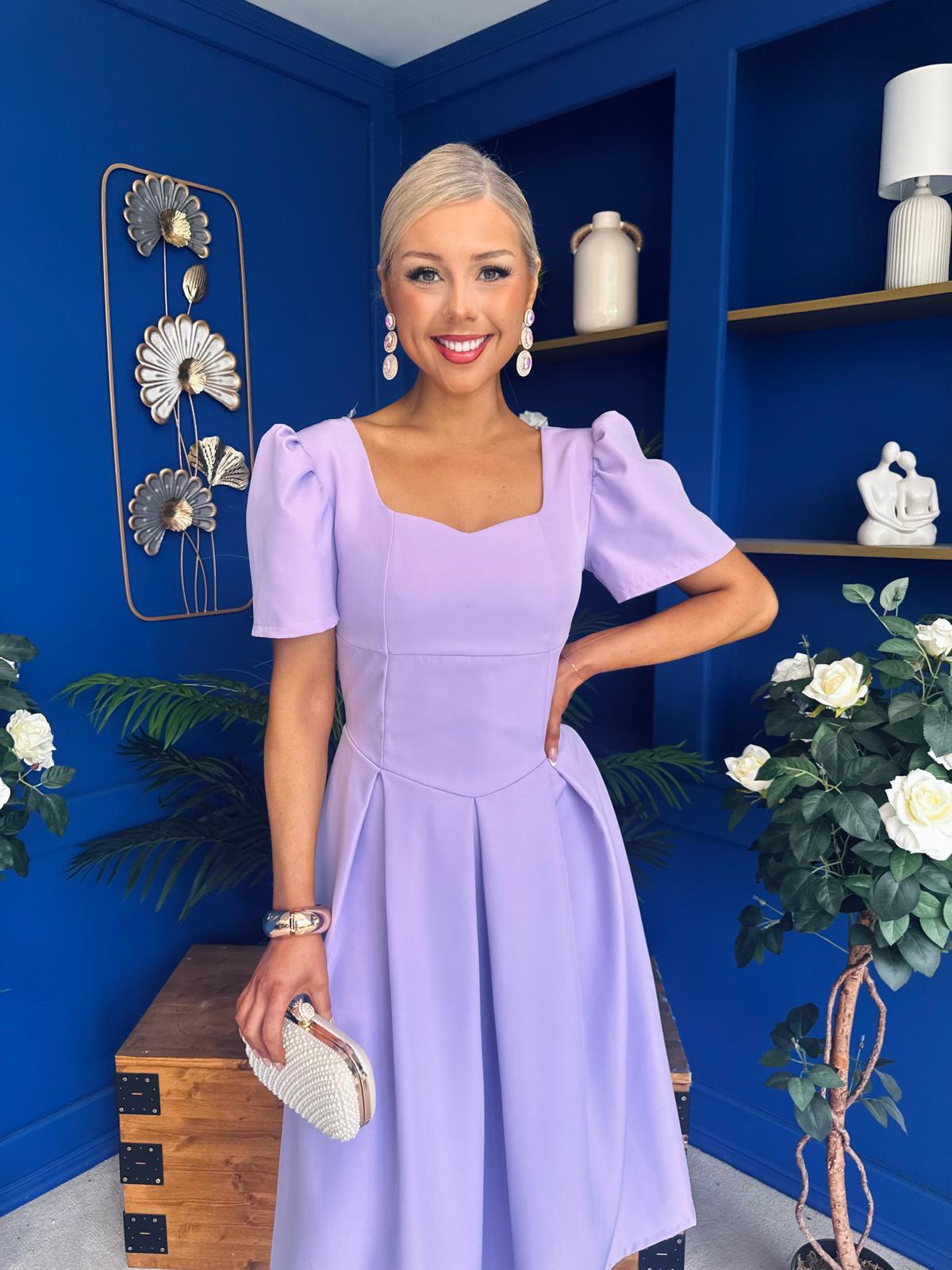 Hilary Sweetheart Neckline Occasion Dress Lilac