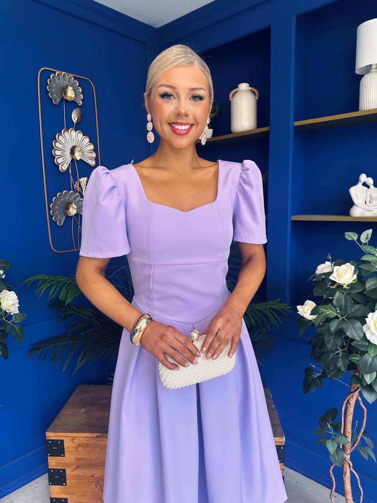 Hilary Sweetheart Neckline Occasion Dress Lilac