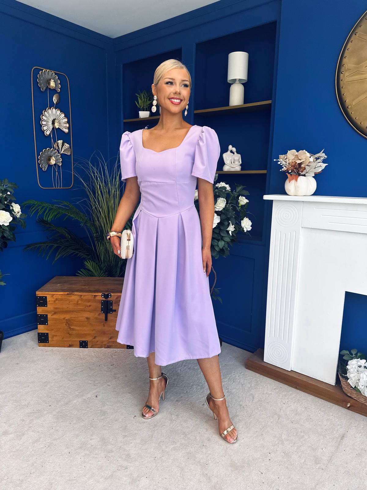 Hilary Sweetheart Neckline Occasion Dress Lilac