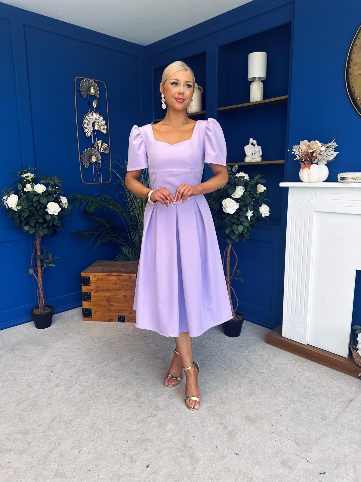 Hilary Sweetheart Neckline Occasion Dress Lilac