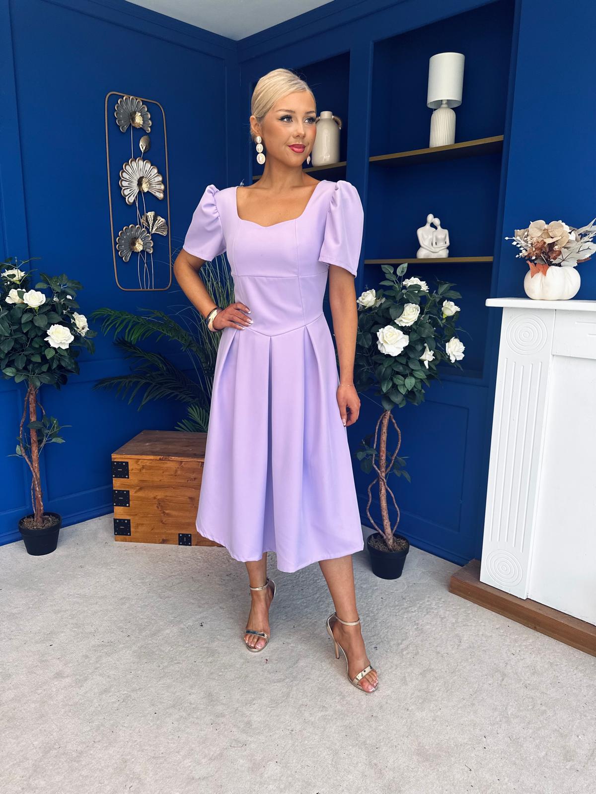 Hilary Sweetheart Neckline Occasion Dress Lilac