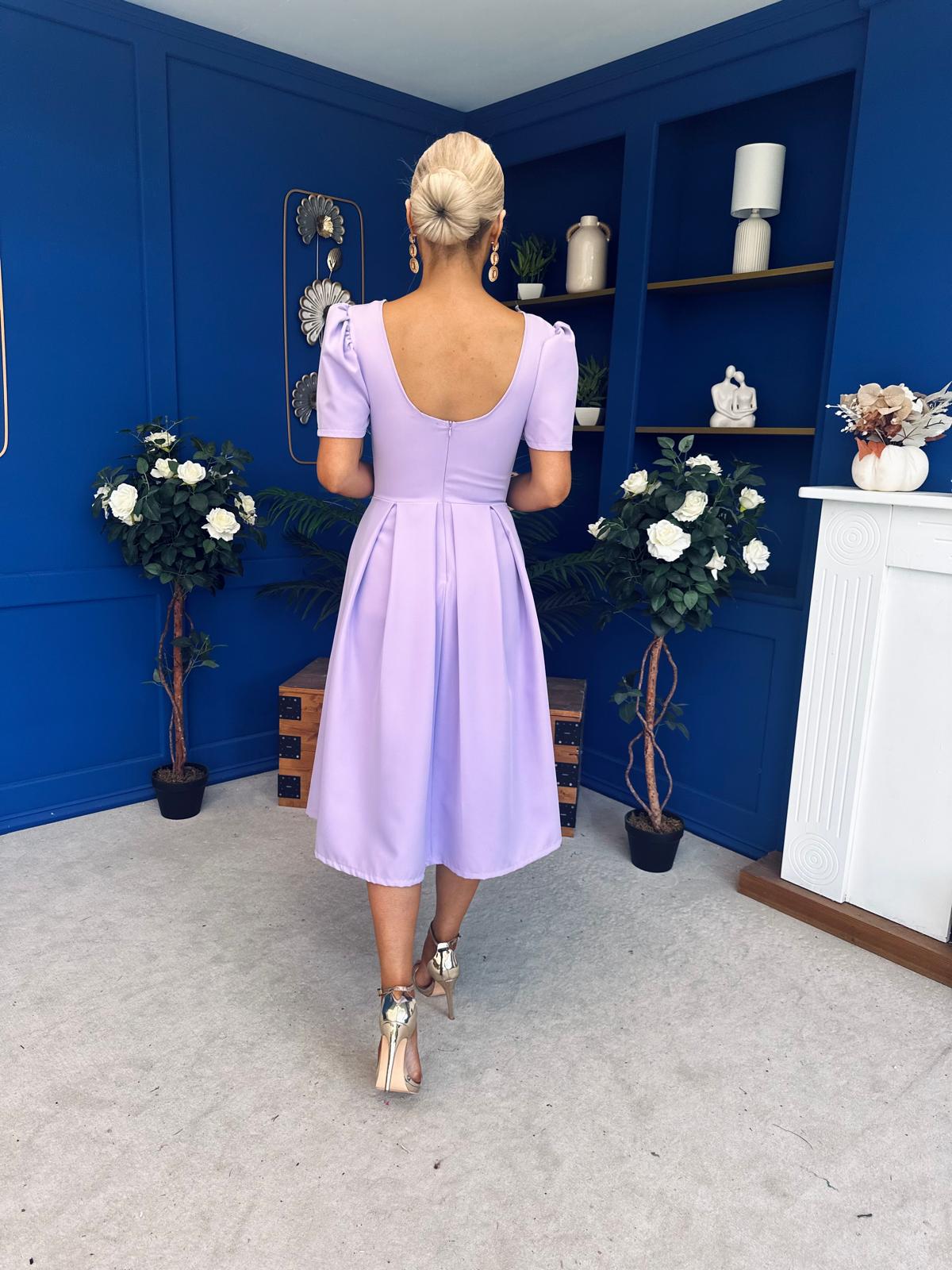 Hilary Sweetheart Neckline Occasion Dress Lilac
