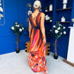 Aifric Plunge Neck Maxi Dress Amber