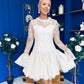Thelma Lace Bodice Occasion Mini Dress Cream