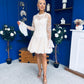 Thelma Lace Bodice Occasion Mini Dress Cream