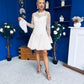 Thelma Lace Bodice Occasion Mini Dress Cream