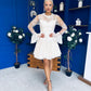 Thelma Lace Bodice Occasion Mini Dress Cream
