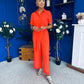 Daisy Short Sleeve Belted Jumpsuit Coral