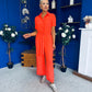 Daisy Short Sleeve Belted Jumpsuit Coral
