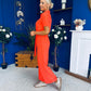 Daisy Short Sleeve Belted Jumpsuit Coral