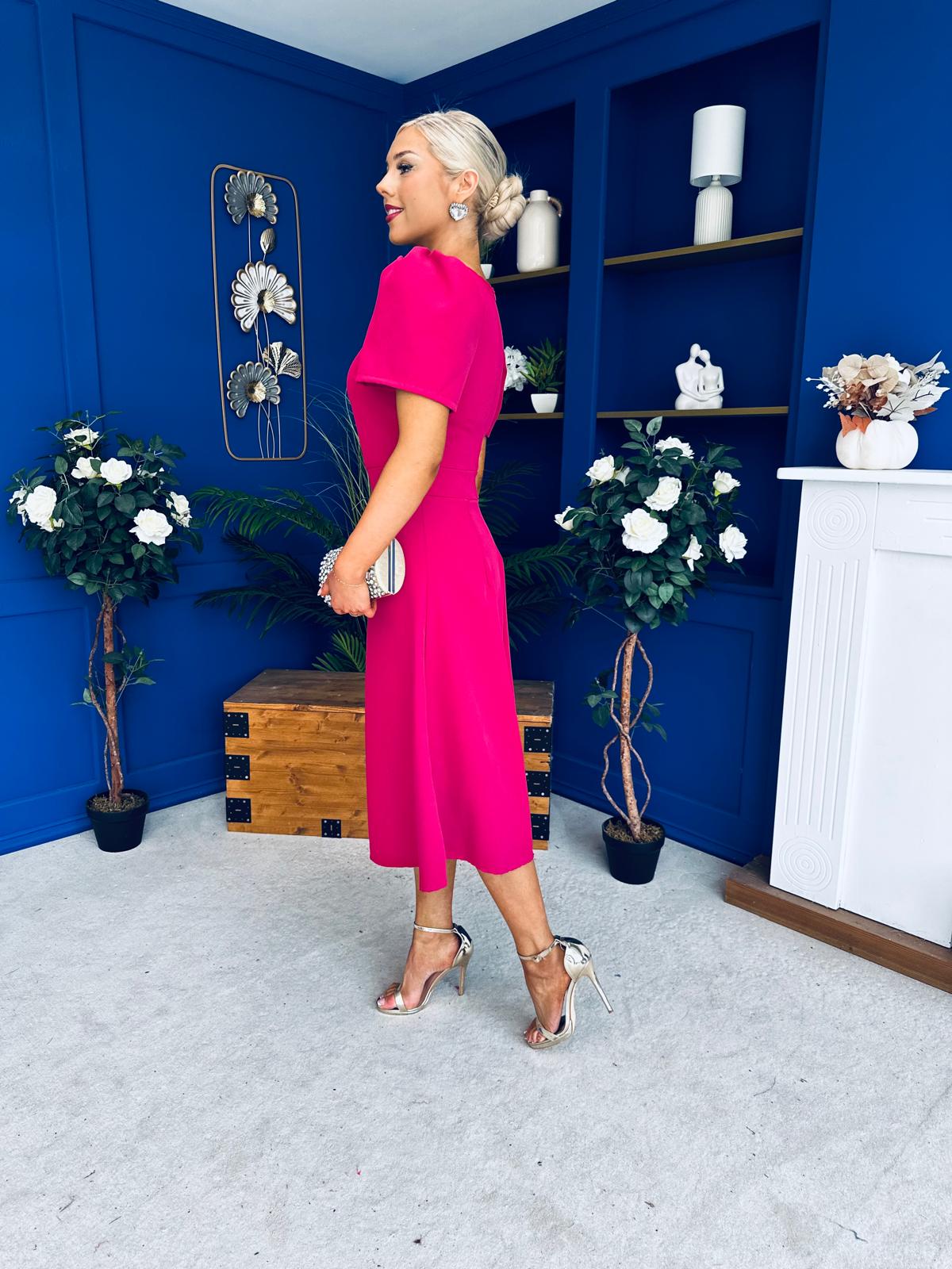 Florence Embellished Occasion Midi Dress Raspberry