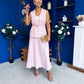 Elsie Detailed Waistcoat & Skirt Set Pink