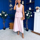 Elsie Detailed Waistcoat & Skirt Set Pink