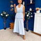 Elsie Detailed Waistcoat & Skirt Set Blue