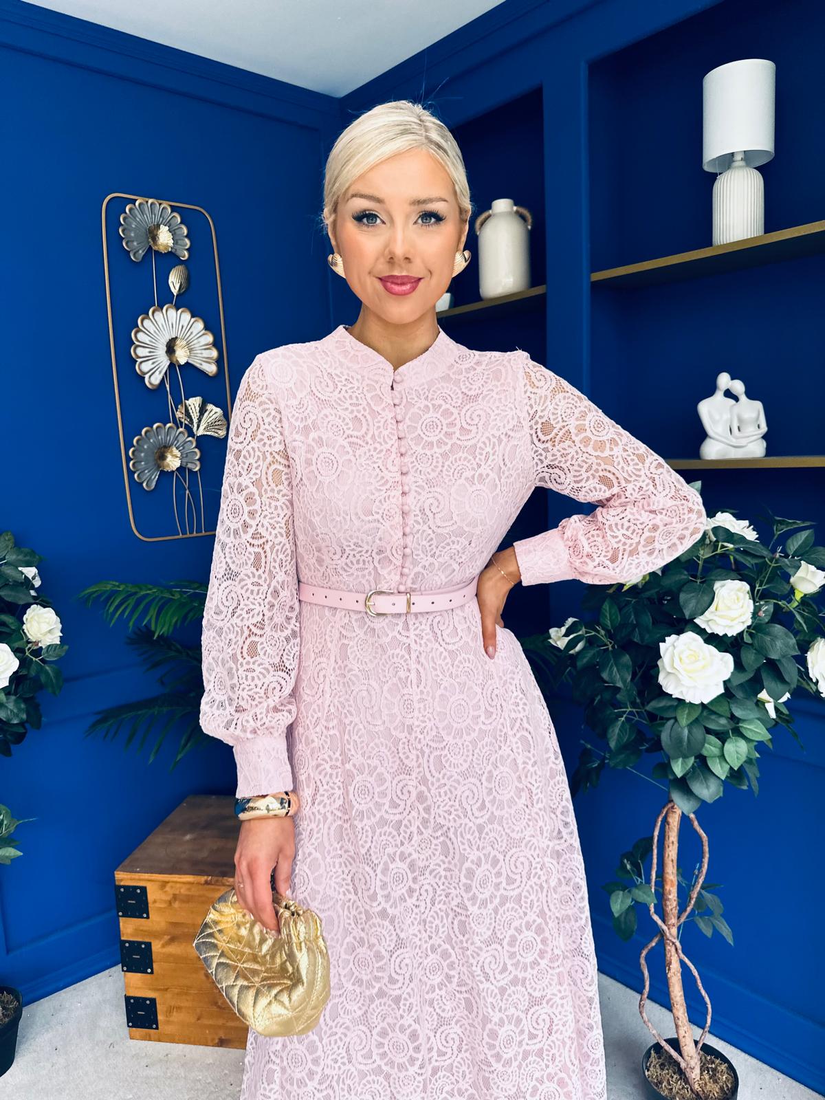 Sheila Lace Detail Occasion Dress Blush