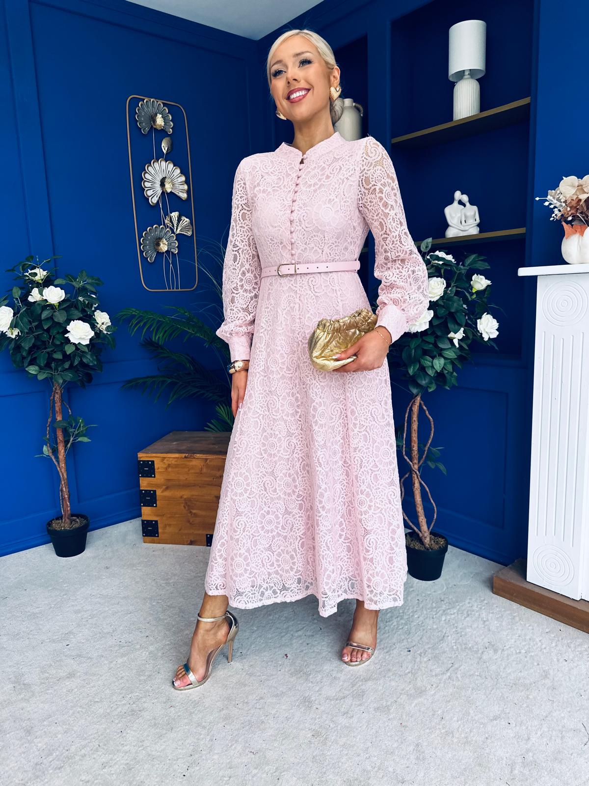 Sheila Lace Detail Occasion Dress Blush