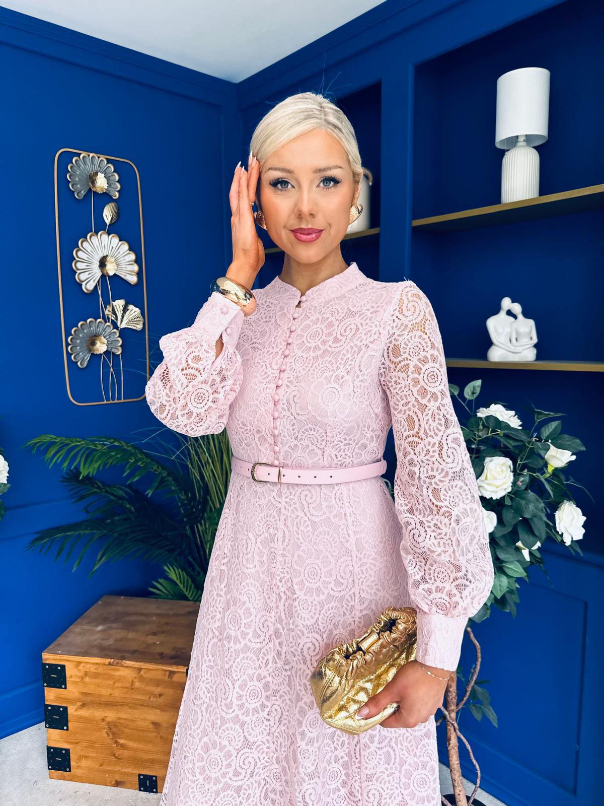 Sheila Lace Detail Occasion Dress Blush