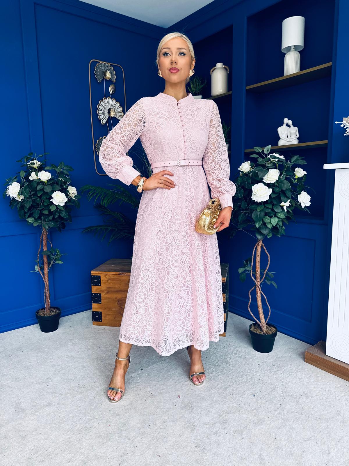 Sheila Lace Detail Occasion Dress Blush
