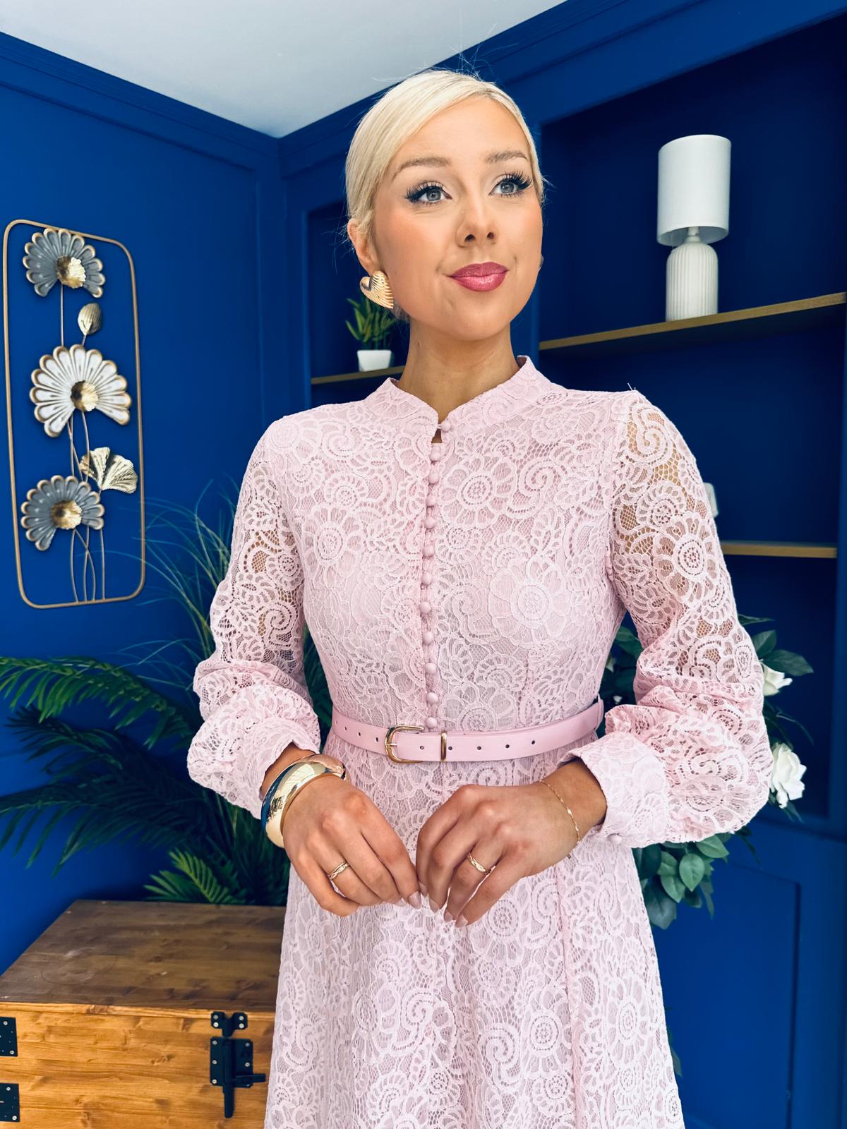 Sheila Lace Detail Occasion Dress Blush