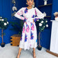 Kaylinn Banded Midi Dress Floral Purple