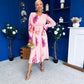 Kaylinn Banded Midi Dress Floral Peach